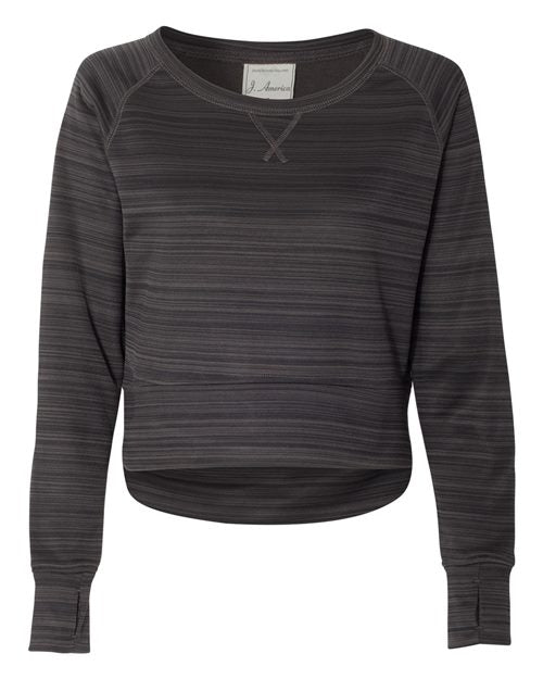 Women's Odyssey Striped Performance Fleece Hi-Low Crewneck Sweatshirt | J. America 8663